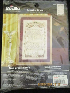 ~BUCILLA COUNTED CROSS STITCH KIT No. 42563 - AMAZING GRACE LYRICS/SHEET MUSIC~ - Picture 1 of 6