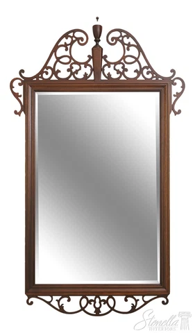 53955EC: BAKER Chippendale Mahogany Beveled Glass Mirror Cover