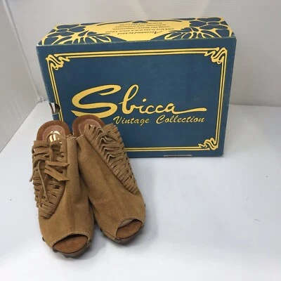 Sandalias Sbicca Colección Vintage Zapatos Flecos Marrón Gamuza Talla 7.5 (38) nuevas sin caja Foto 1 de 4