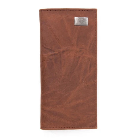 Texas Tech University Leather Wallet Brown Checkbook Wallet Cover