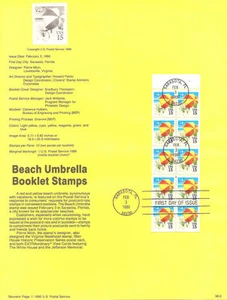 #9005 15c Beach Umbrella Booklet #2443a USPS Souvenir Page - Picture 1 of 1