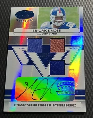 2006 Leaf Certified Sinorice Moss Giants 15/50 Freshman Fabric Helmet Auto #222 - Image 1 of 3