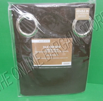 Pottery Barn West Elm Silk Dupioni Grommet Drapes Panels Curtains Espresso 48x84 - Image 1 of 2