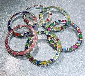Wholesale Bangles Lot of 6 Resin Bangle Colorful Heart Stackable Free Ship - Picture 1 of 8
