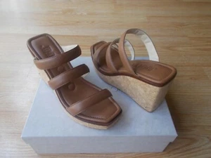 $475 Jimmy Choo Athenia 90 Strap Slide Sandals Wedge Heel Logo 38.5 US 8.5 NIB - Picture 1 of 9