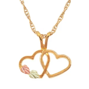 Black Hills Gold Heart Pendant with Double Hearts - Picture 1 of 1
