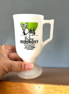 Vintage 1982 Andersen's Pea Soup 58th Anniversary Milk Glass Pedestal Mug - Picture 1 of 6
