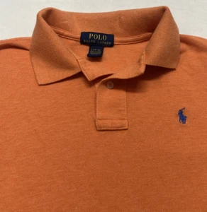 Polo Ralph Lauren Polo Shirt Boys L 14 - 16 Orange Short Sleeve Cotton Mesh Pony - Picture 1 of 9