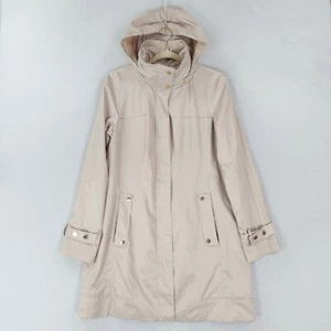 Calvin Klein Jacket Womens Small Tan Long Lightweight Hooded Full Zip Trench - Picture 1 of 14