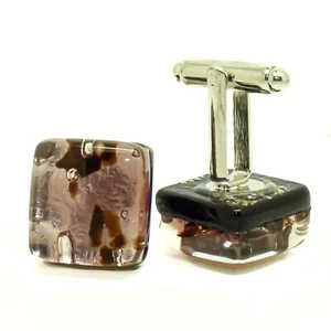 Murano Vidrio Gemelos Morado Claro Millefiori Venecia Cuadrado Boda - Imagen 1 de 4