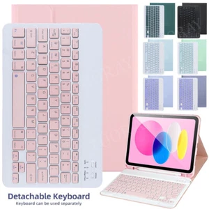 For iPad 10th 9th 8th 7th Gen Air 4 5th Smart Case With Bluetooth Keyboard Mouse - Picture 1 of 40