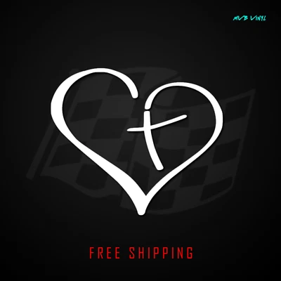 Christian Heart Cross Vinyl Decal Sticker | Jesus God Love 565 - Image 1 of 3