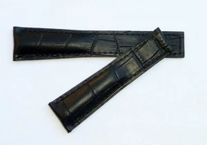 22mm, 22/18mm for TAG Heuer Monaco Black Color Alligator-Style Band Strap - Picture 1 of 3