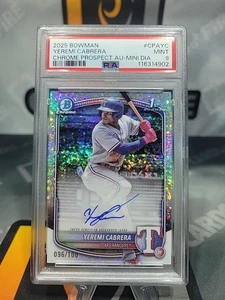 2025 Bowman Yeremi Cabrera Chrome Auto Mini-Diamond Refractor 1st #/100  PSA 9 - Picture 1 of 2