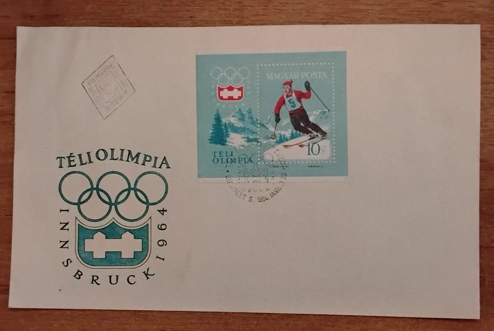 1964 Hungary INNSBRUCK Olympic winter games  miniature sheet FDC  Mi Block 40 - Image 1 of 1