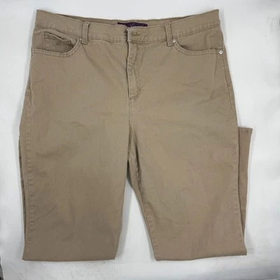 Gloria Vanderbilt Women's Amanda Pants Size 16 Khaki Cotton Blend Straight Leg - Image 1 of 4