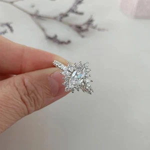 2.50 Ct Marquise Cut Lab Created Diamond Engagement Ring 14k White Gold Plated - Picture 1 of 8