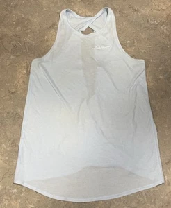 Lululemon Rare All Tied Up Tank With Script Embroidery Blue Size 6-8 M Open Back - Picture 1 of 7
