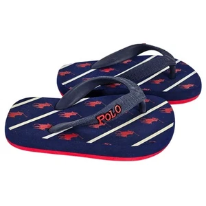POLO RALPH LAUREN RARE TODDLER THONG FOAM FLIP FLOPS BLUE / RED / WHITE SIZE 5-6 - Picture 1 of 10