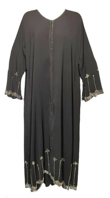 Abrigo Bata de Noche De Colección S Negro Art Deco Plateado Tachuelas Antiguo Hollywood Glam Gótico Foto 1 de 4