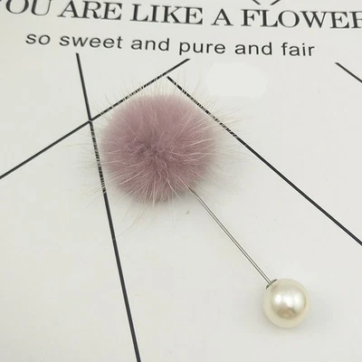 Broche prendedor perla ramillete bola piel visón con forma de barra ramillete hembra de alta gama Foto 1 de 4