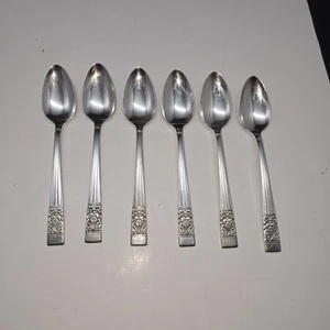 6 Community Coronation 6-1/8" Teaspoons Oneida Spoon 1936 Silverplate Flatware - Picture 1 of 5