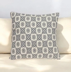 16" Gray Cotton Throw Pillow - Picture 1 of 10