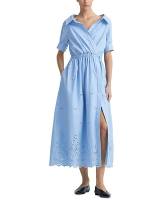 Camisa Altuzarra Feminina Lydia Decote Aberto Ilhós Midi Azul Danúbio Tamanho 42 - Imagem 1 de 4