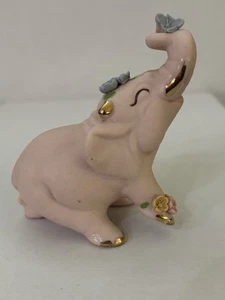Adorable VINTAGE  WALKER RENAKER PINK BISQUE ELEPHANT FIGURINE . 2.5 X 3 inches - Picture 1 of 8