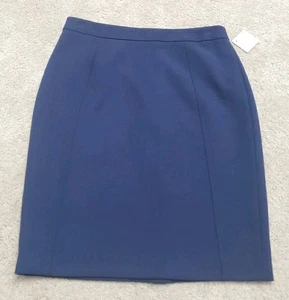 NWT Halogen Nordstrom Navy Blue Knee Length Lined Zip Pencil Skirt Womens Size 8 - Picture 1 of 17