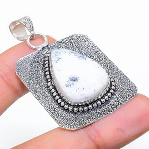 Ciondolo gioiello in argento sterling 925 fatto a mano con pietra opale dendr... - Foto 1 di 5