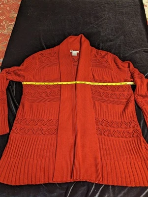 PUNTO DE REFERENCIA Suéter Talla 2X Navidad Vacaciones Cardenal Rojo Frente Abierto 927-16 Foto 1 de 3