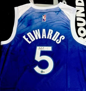 Camiseta Nike firmada por Anthony Edwards Minnesota Timberwolves certificada por Beckett - Imagen 1 de 2