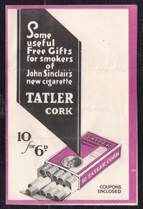 1930er John Sinclair Tatler Korkenspitze Virginia Zigaretten Geschenke Angebot Broschüre - Bild 1 von 2
