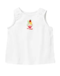 GYMBOREE STRAWBERRY SWEETHEART WHITE I'm Sweet ICE CREAM TANK TOP 18 24 5TNWT - Picture 1 of 1