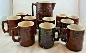 CROOKSVILLE BURLEY AND WINTER POTTERY COMPANY BROWNWARE KRUG 10 TASSEN - Bild 1 von 12
