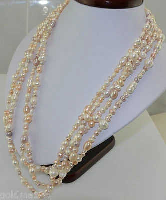 Vintage Lange Halskette mit verschiedenen Perlen / ca. 250,0 cm - Bild 1 von 4