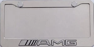 MARCO DE ACERO INOXIDABLE MERCEDES BENZ AMG 3D CROMO SCRIPT - Imagen 1 de 2
