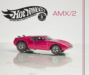 Hot Wheels Vintage 1970 Redline AMX/2 Rose US Black Interior Very Nice !!! - Picture 1 of 8