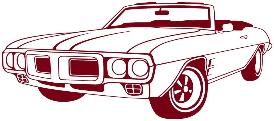 Calcomanía de vinilo Pontiac Firebird 1969 vista diagonal tu color a elegir Foto 1 de 1