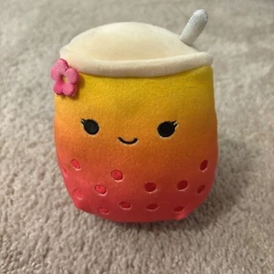 Squishmallows Mango Bergit Boba Tea Plush Stuffed Animal with Flower 6" - Picture 1 of 8