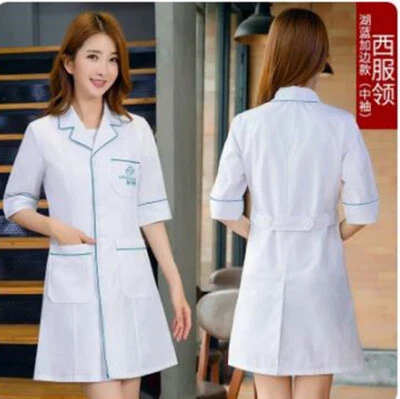 New Women Nurse Female Doctor White Dress Beautician Lab Coat Work Clothes (Rim) - Image 1 of 4