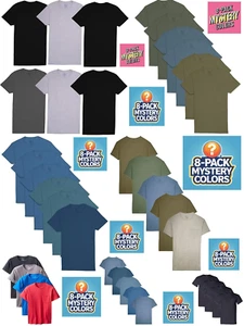 Mens 8-Pack Assorted Pocket Crew T Shirts by Comfortable Mystery Pack Colors Ma - Picture 1 of 12