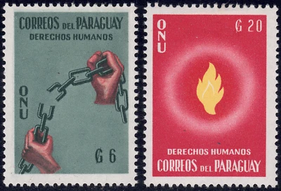 Paraguay SC# 567-568 1960 - Declaración de Derechos Humanos de la ONU - 2 diferentes - M-HR Foto 1 de 2