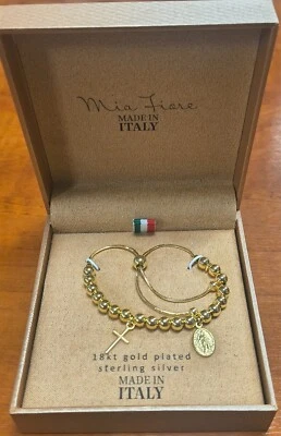 NUEVO EN CAJA MIA FIARE Italia Oro 18k Sobre Plata de Ley 925 Rosario Pulsera Ajustable Foto 1 de 4