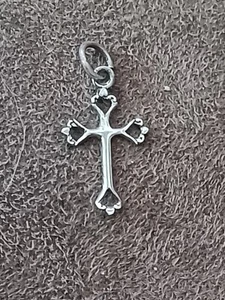 VTG Sterling Silver 925 Cross Pendant/Necklace Signed - Picture 1 of 6