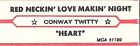Jukebox Title Strip - Conway Twitty: "Red Neckin' Love Makin' Night" / "Heart"