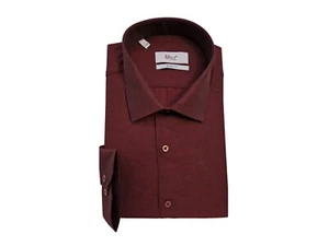Slim-fit men's shirt long arm patterned size S wine red 37/38 - Picture 1 of 8