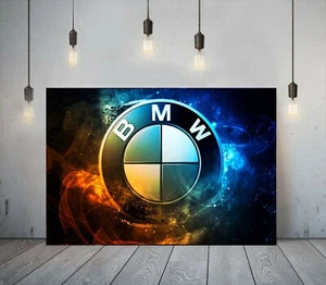 BMW CAR LOGO ABSTRACT CANVAS WALL ART READY TO HANG OR PAPER POSTER PRINT DECOR - Picture 1 of 4