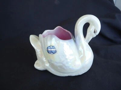 vintage lustreware swan vase royale art ceramics sullivan & griffiths figurine - image 1 of 4